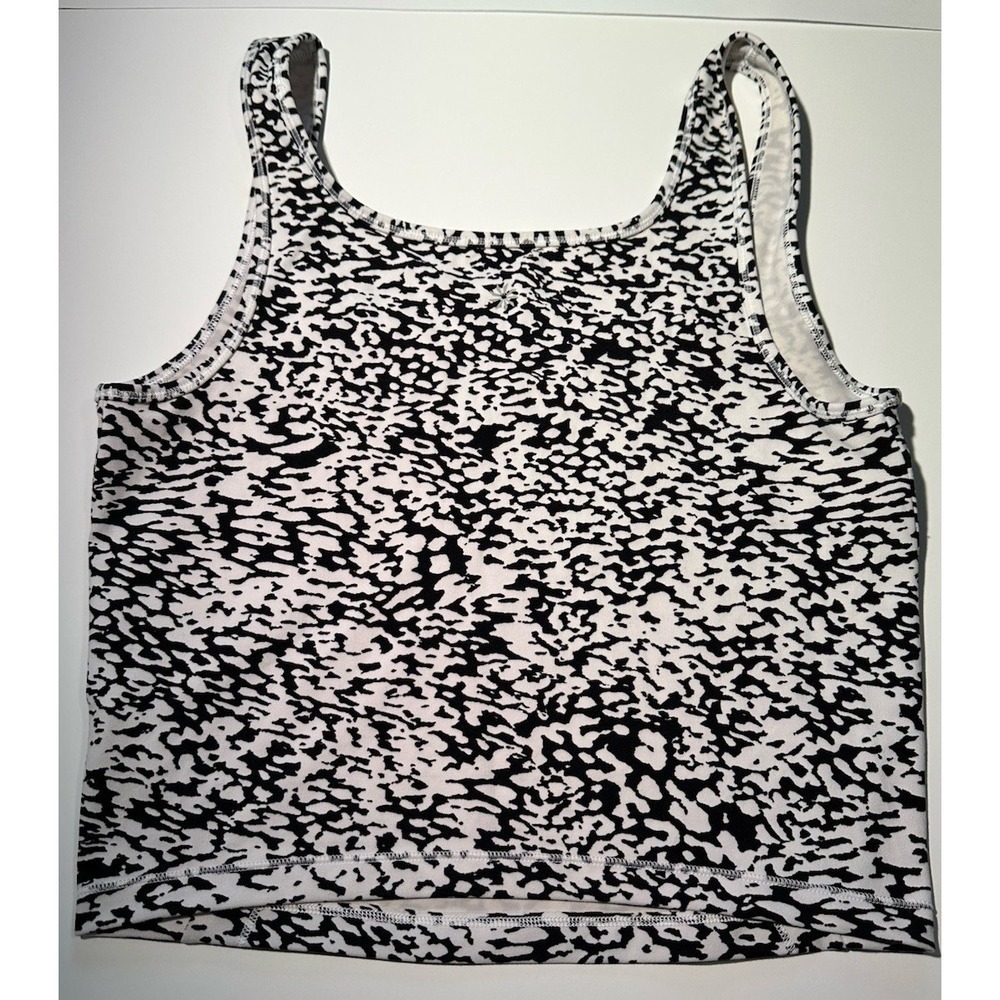 Athleta Womens Shanti Square Black And White Neck Cropped  Tank Camisole SZ M - Picture 4 of 6